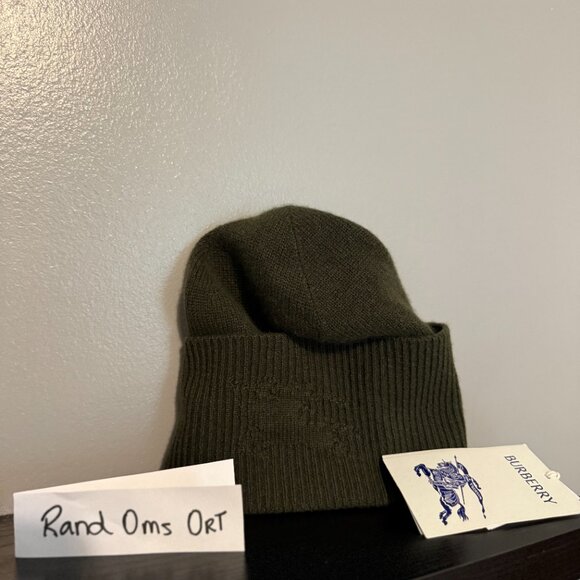 Burberry Cashmere EKD Beanie Khaki - Picture 1 of 3